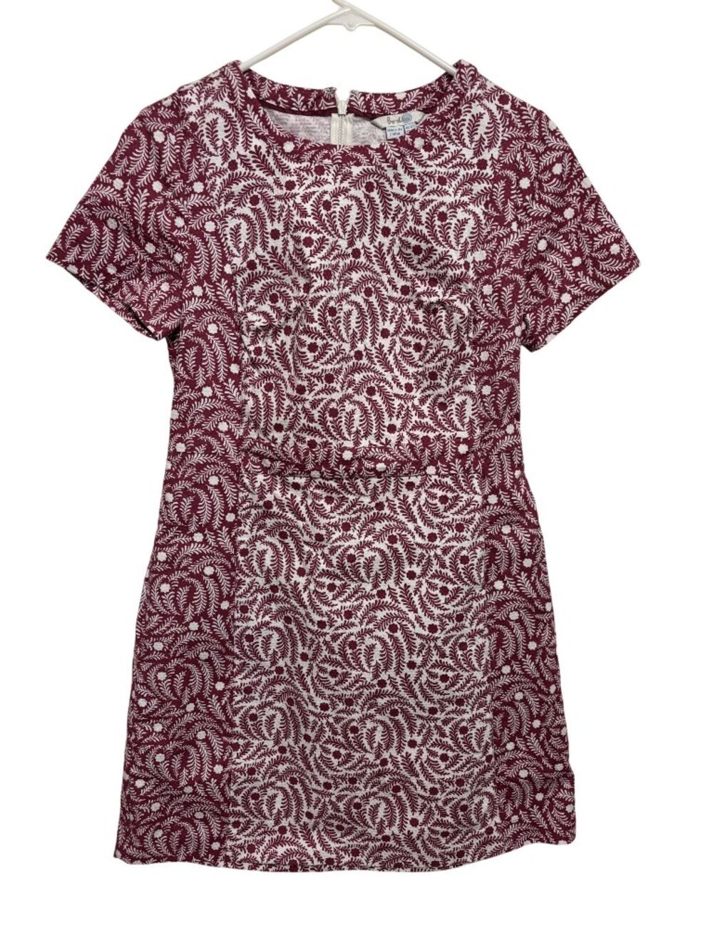 Boden Womens Red & White Floral Textured Cotton Blend Short Sleeve Dress Size 8P